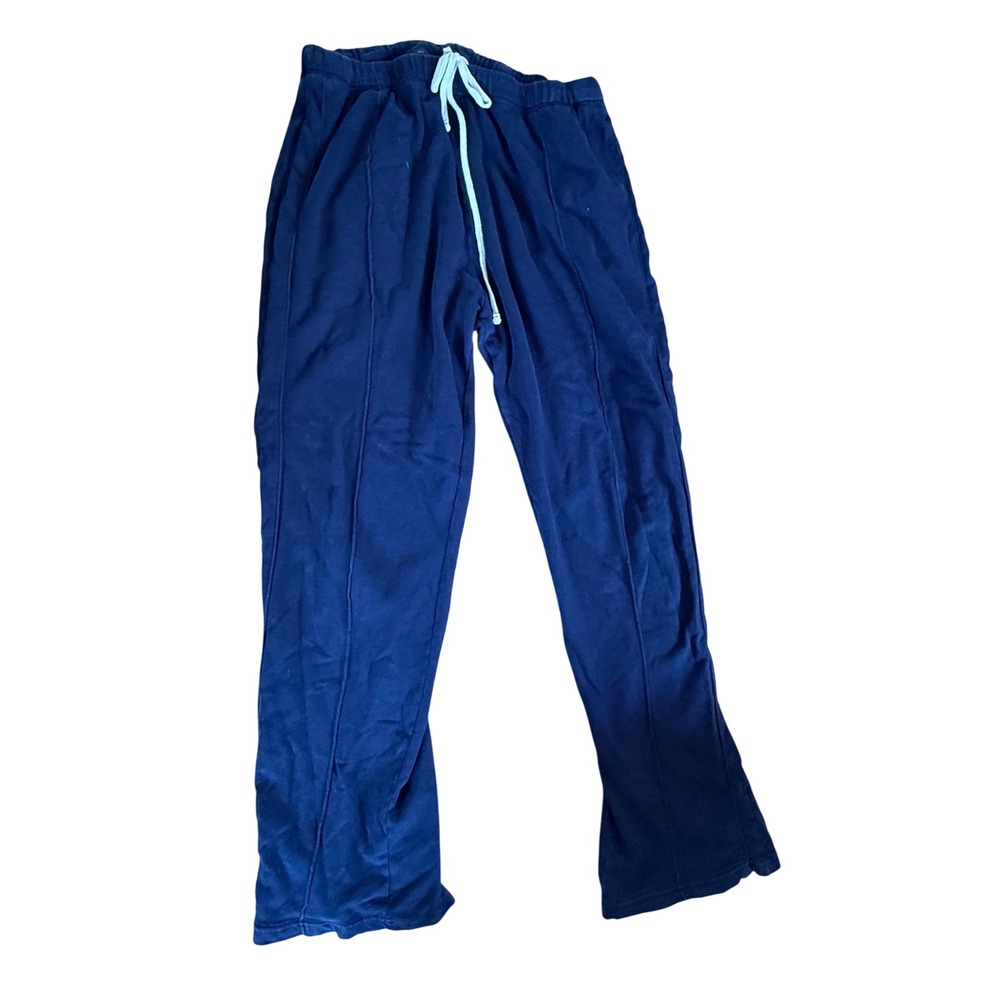 Les Tien Organic Cotton Heavyweight Fleece Lounge Pants Navy Blue XL Made in USA